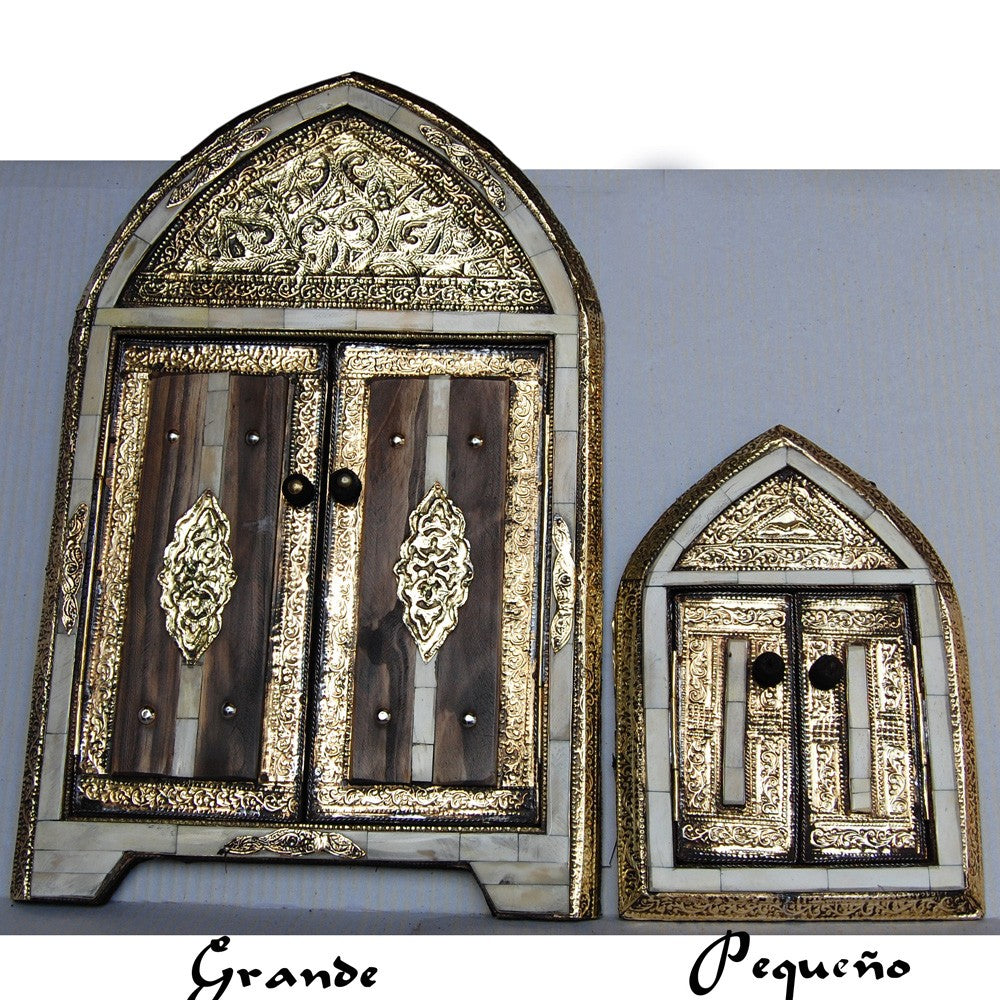 Espejo Arabe Hueso Latón - 3 Tamaños - Naranja - Blanco