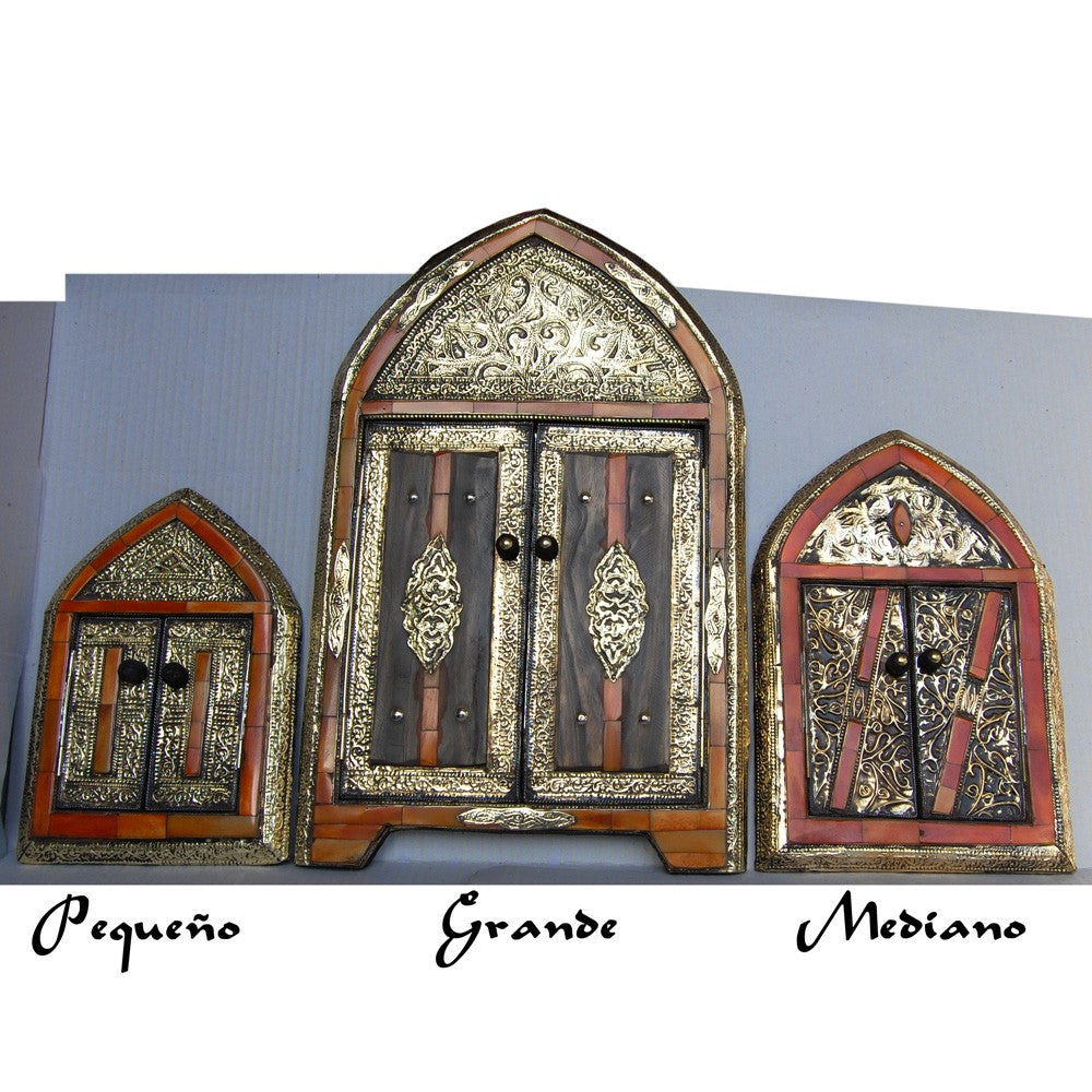 Espejo Arabe Hueso Latón - 3 Tamaños - Naranja - Blanco