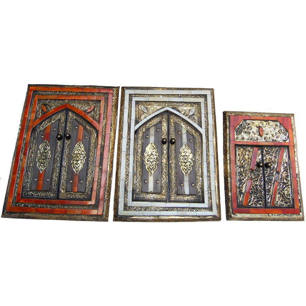 Espejo Arabe Hueso Latón - 2 Tamaños - Naranja - Blanco