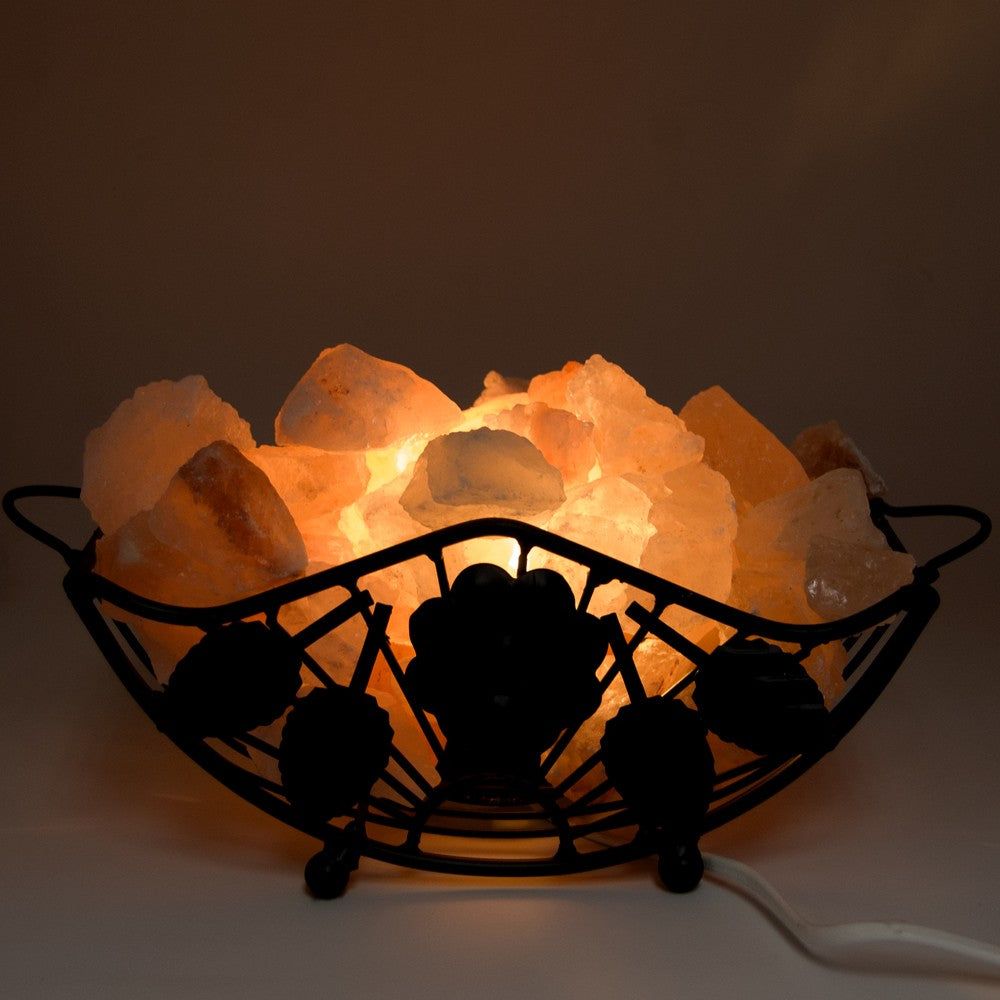Lampara de Sal del himalaya - Cesta Frutero de hierro