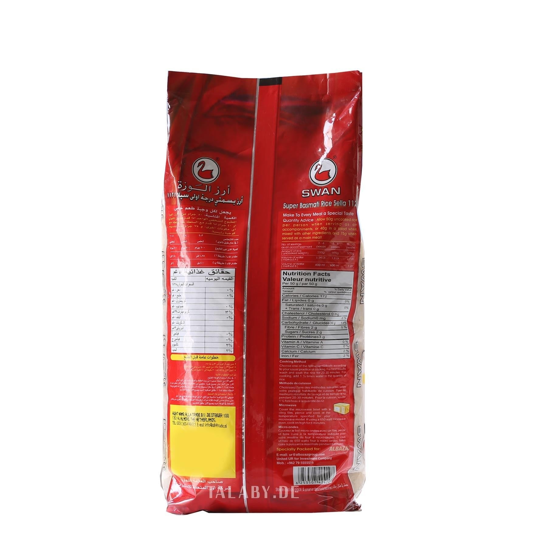 Super Arroz Basmati Sella 1121 - India - Arroz Swan - 900gr