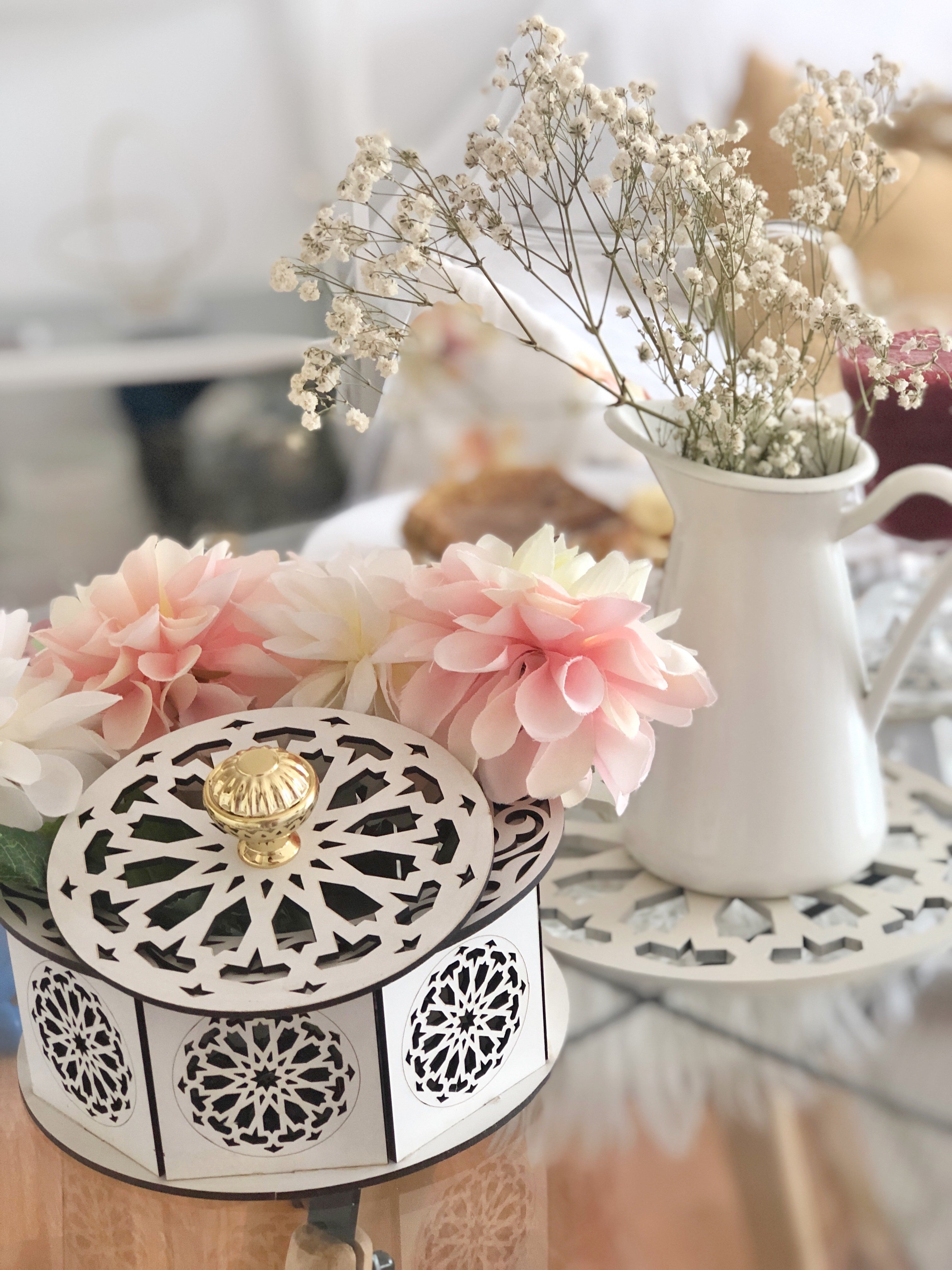 Pack 6 Posaplatos + 6 Posavasos + 1 Cajita Bombonera - Color Blanco