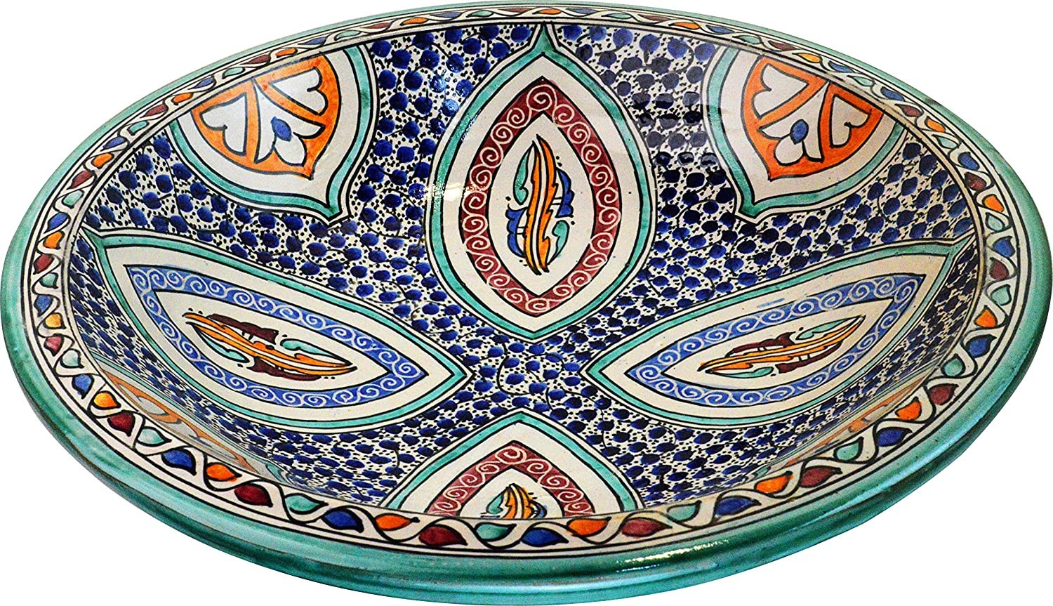 PLATO ÁRABE CERÁMICA FEZ - 40CM - PINTADO A MANO