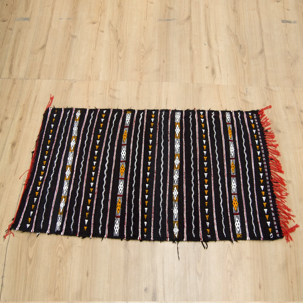 Tapiz Marroqui - Estilo Vintage Bereber - 160cm x 90cm - Negra