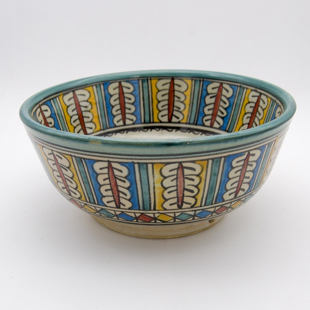 Bol o Cuenco Marroquí - Ensaladera - Ceramica Fez - Pintada a Mano - Multicolor