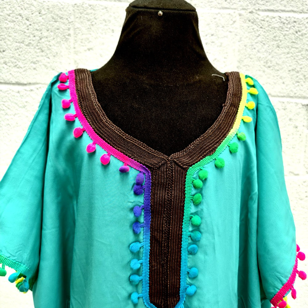 Kandora Marroquí Mujer - Chilaba - Talla Única - Color Verde Esmeralda - Modelo Kuratia