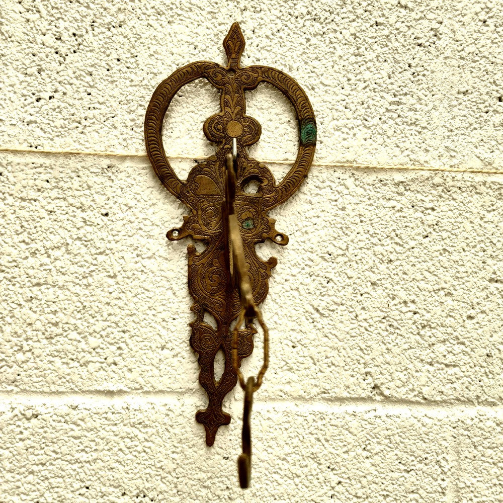 Soporte Pared Lampara o Colgador Antiguo de Latón - Artesanal - Decoración Marroqui - Pieza Única