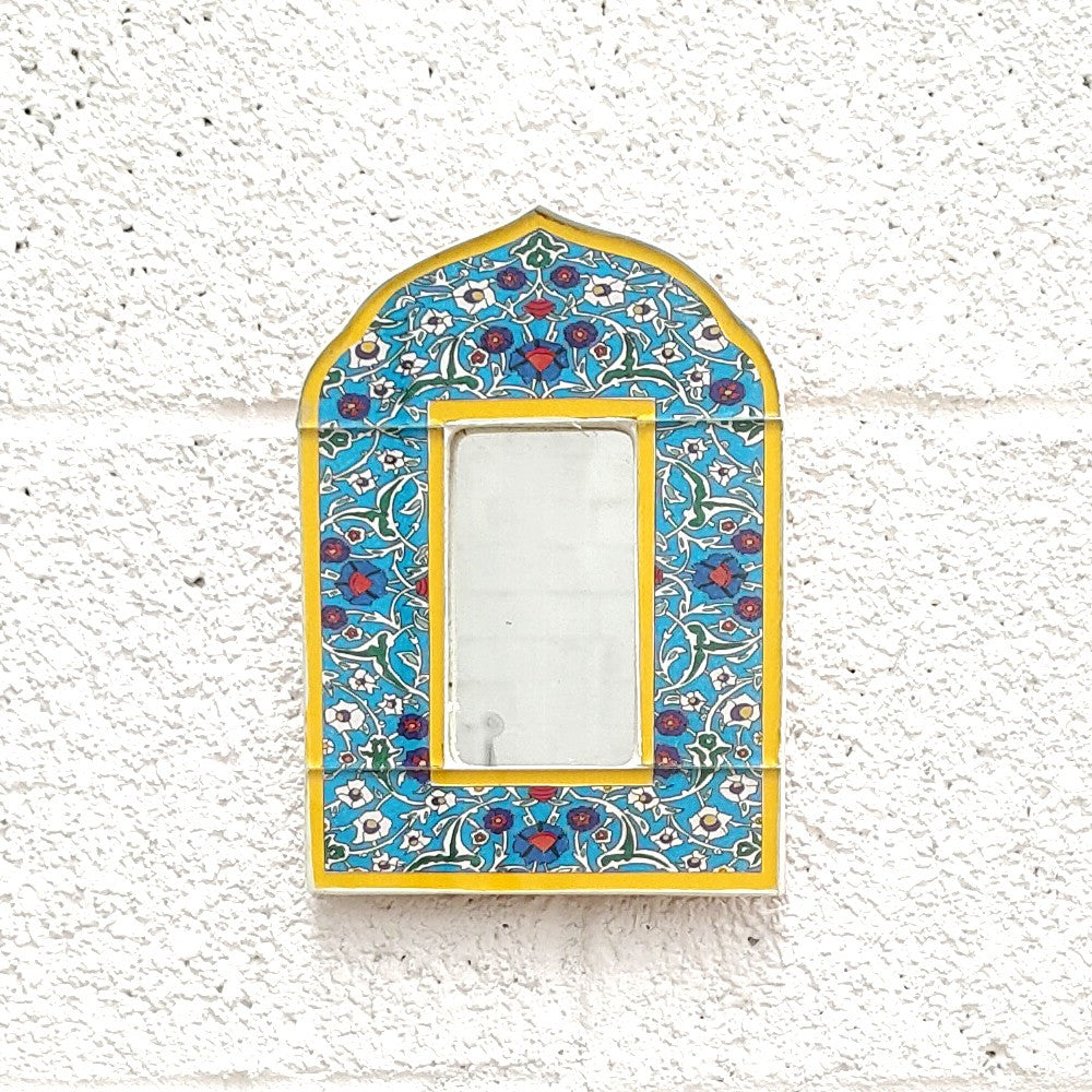 Espejito Decorativo - Decoración Estilo Vintage 100% Artesanal - Modelo Hak nº3 AMARILLO - 18 x 11.5cm