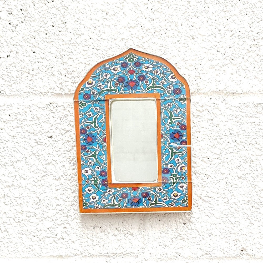 Espejito Decorativo - Decoración Estilo Vintage 100% Artesanal - Modelo Hak nº4 NARANJA - 20 x 14cm