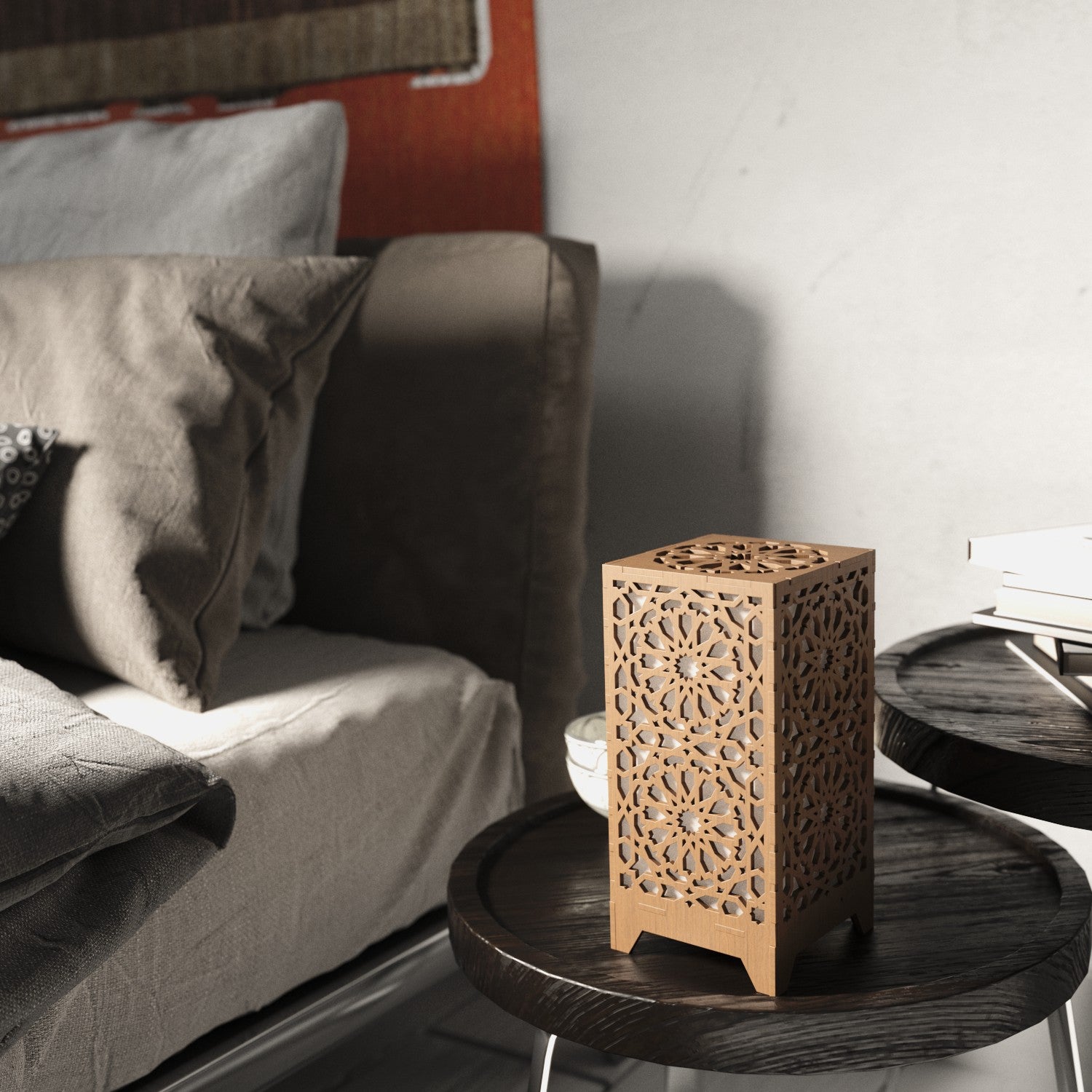 Lámpara de Madera Alkauzar - Diseño Mosáico Alhambra