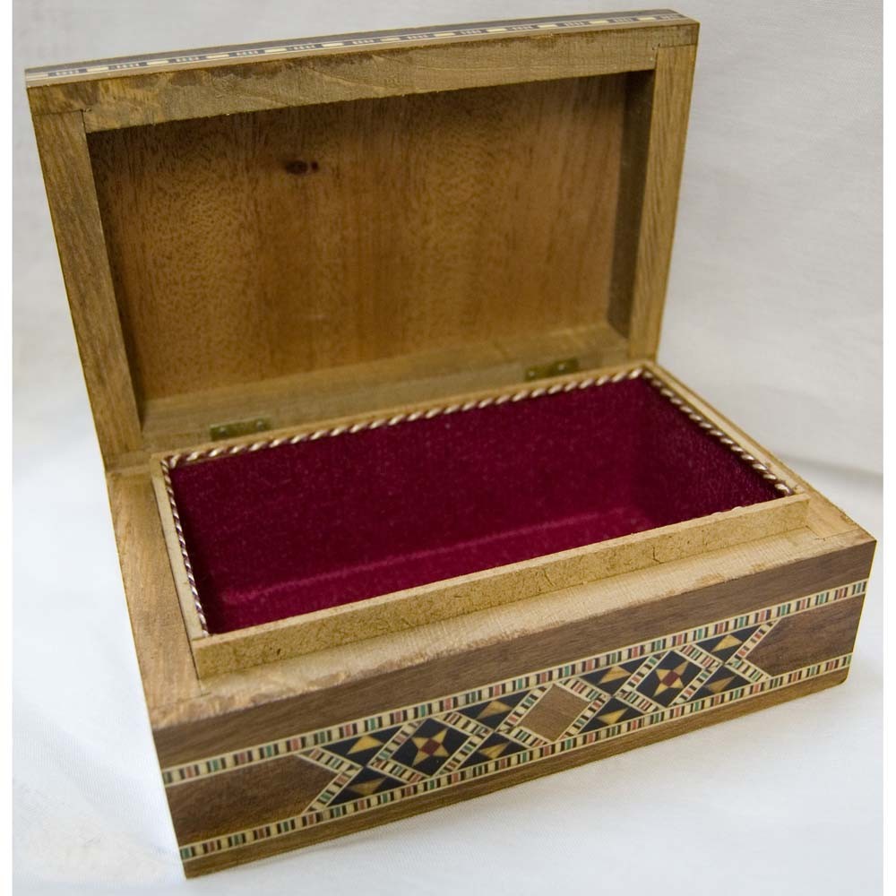 Caja Baúl Rectángular - Taracea de Siria - Terciopelo