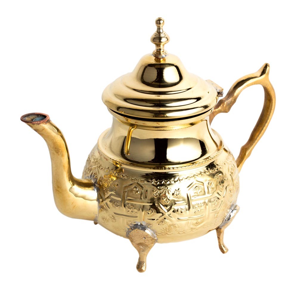 Tetera Dorada Grabada - Diseño Arabe - 4 Tamaños - Con/Sin Patas
