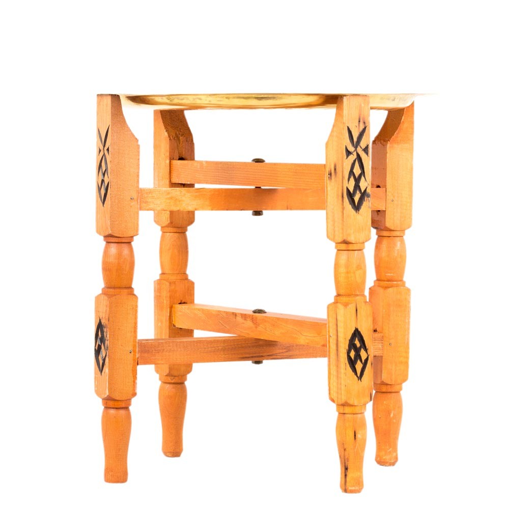 Mesa de Latón Para Tetería - Patas Madera Plegables -desde 40 cm