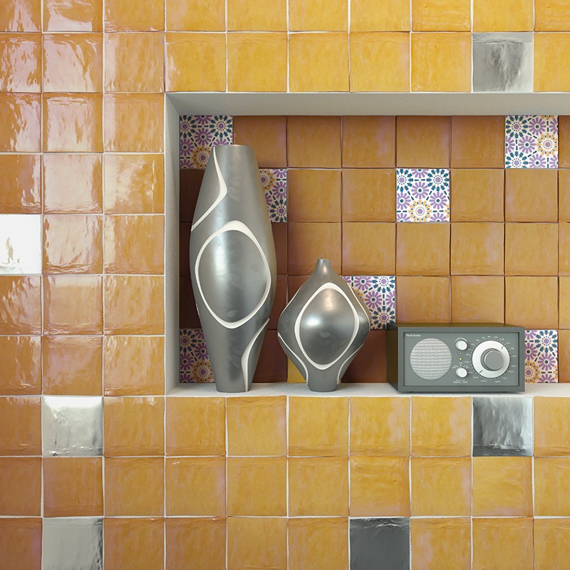 Azulejo Zellige Marruecos - 10 x 10 cm AMARILLO MIEL