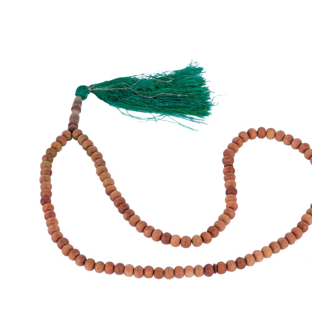 Tasbih madera 100 bolas Flecos Verde - Madera Sándalo - 40 cm - Gran Calidad