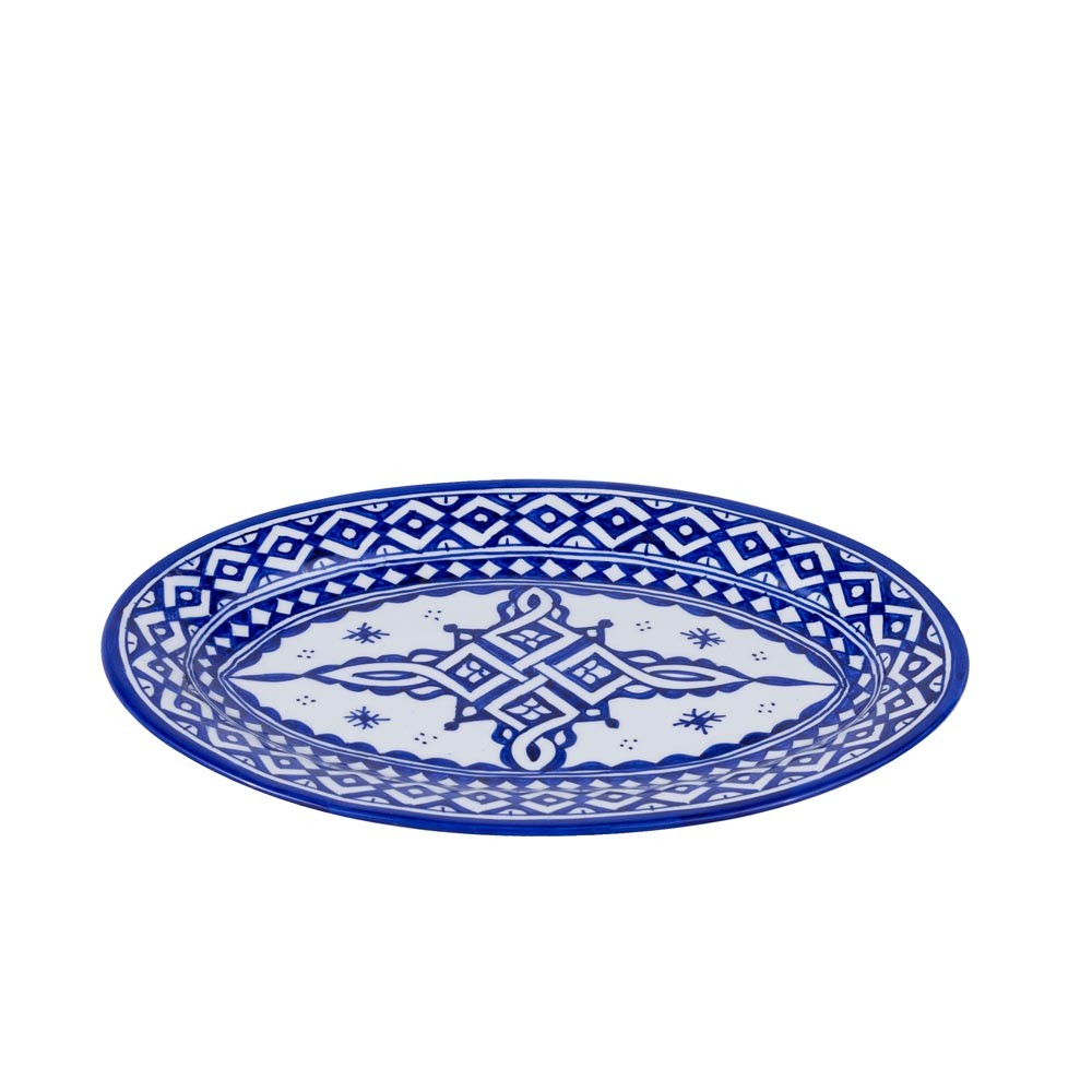 Plato Árabe Ovalado - Cerámica Fez - Pintado a mano - Modelo BAIDUN