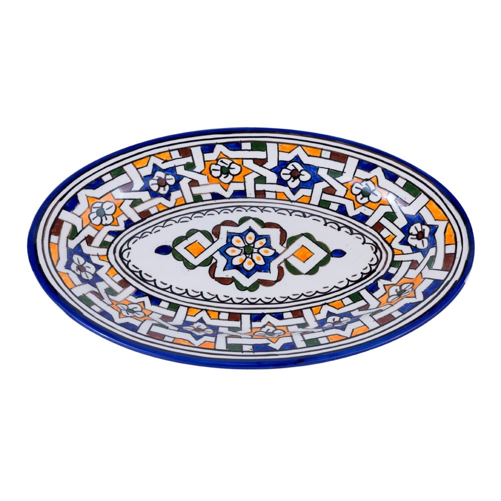 Plato Árabe Ovalado - Cerámica Fez - Pintado a mano - Modelo BAIDUN