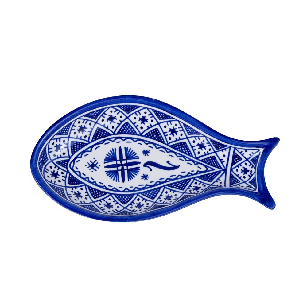 Plato Árabe Pez - Cerámica Fez - Pintado a mano - Modelo SAMAK