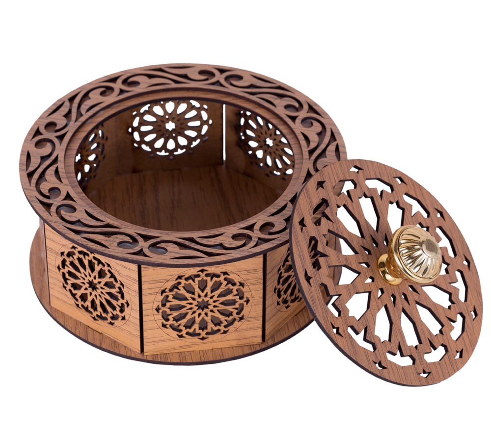 Cajita Madera Octogonal - 18 cm Diámetro - Modelo Jatab