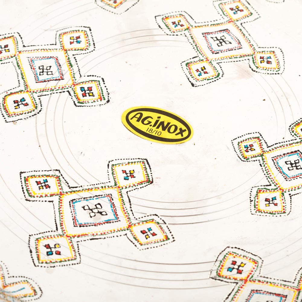 Bandeja de Te Mauritana con Patas-Redonda-Pintada a Mano-36cm