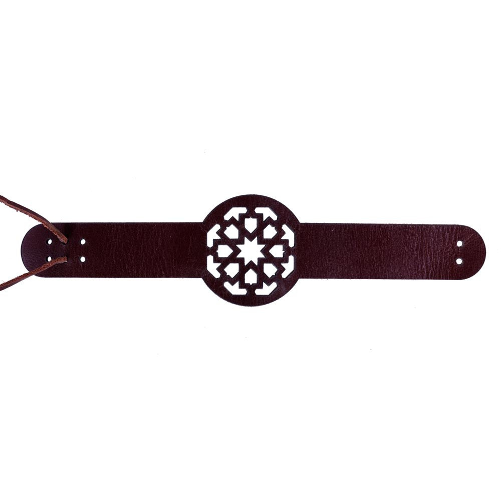 Pulsera De Cuero - Modelo Reloj - 22 cm - Motivos Geométricos