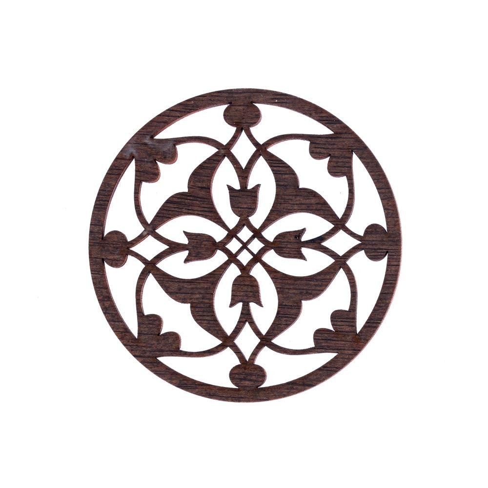 Posa Vasos De Madera - Motivos Geométricos - 8,3 cm Diámetro Modelos Surtidos