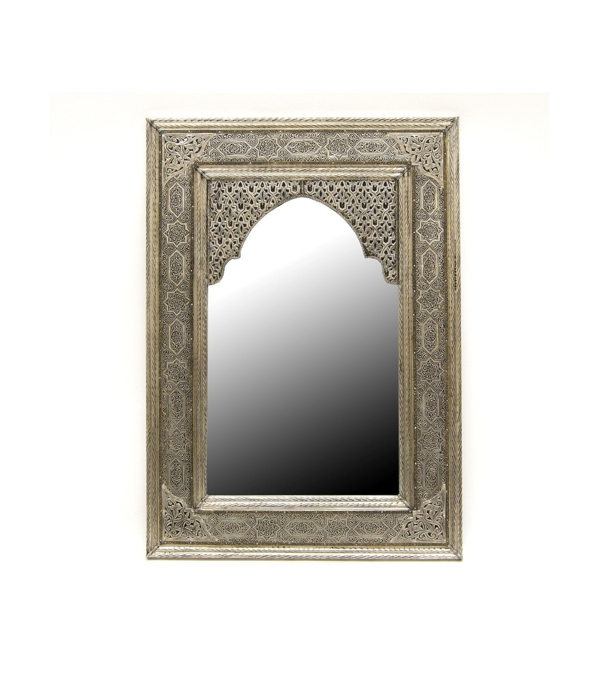 Espejo Decoración Árabe - 80 x 60 cm - Alpaca Tallada - Modelo Lotus