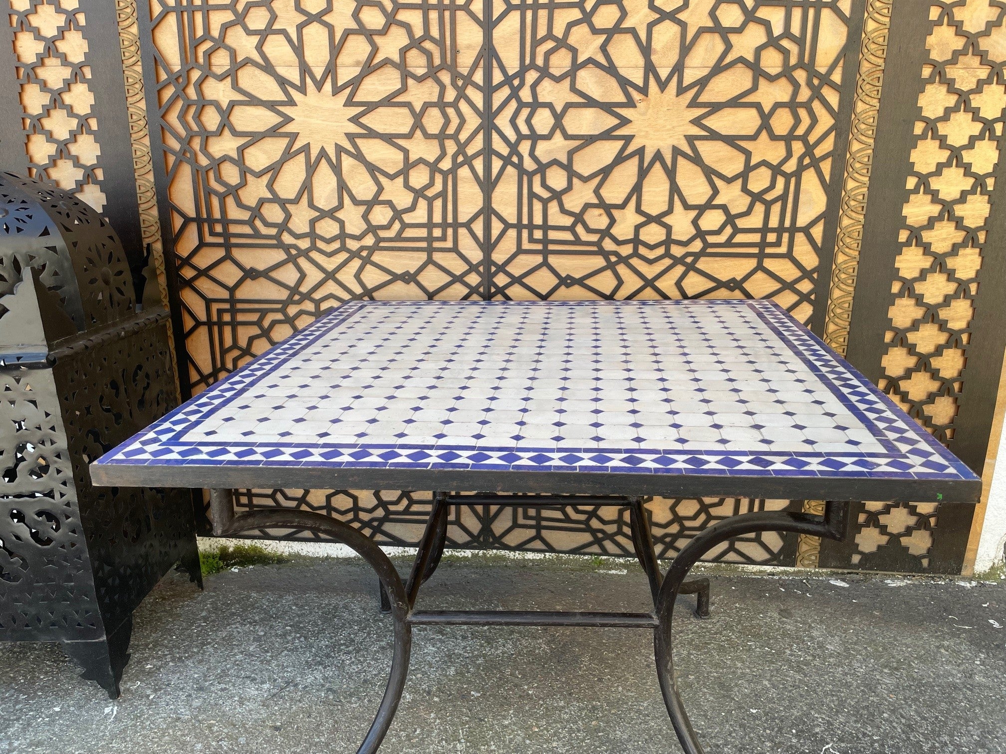 TARA Mesa de Mosáico - CUADRADA Azul - Azulejos Fez - OUTLET ATENCION PRODUCTO CON TARA