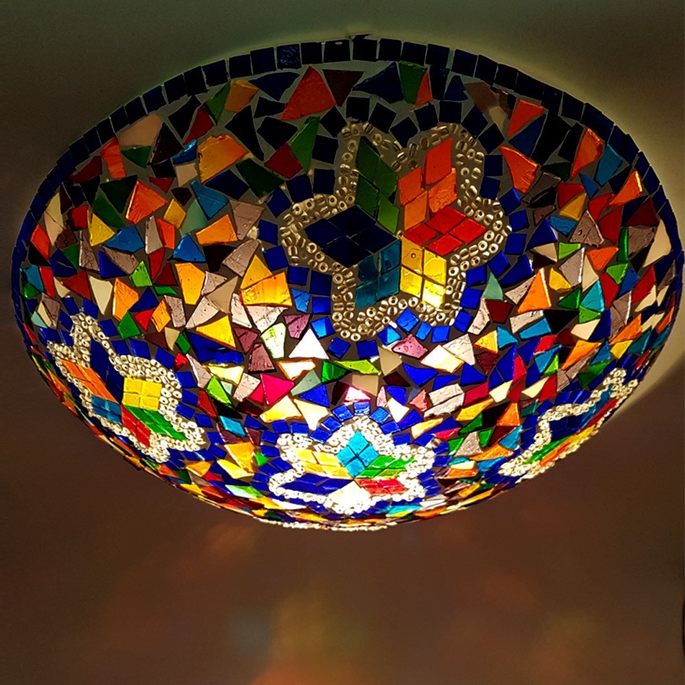 Aplique o Plafón Turco - Cristal Murano - Mosáico Arabe - 50 cm