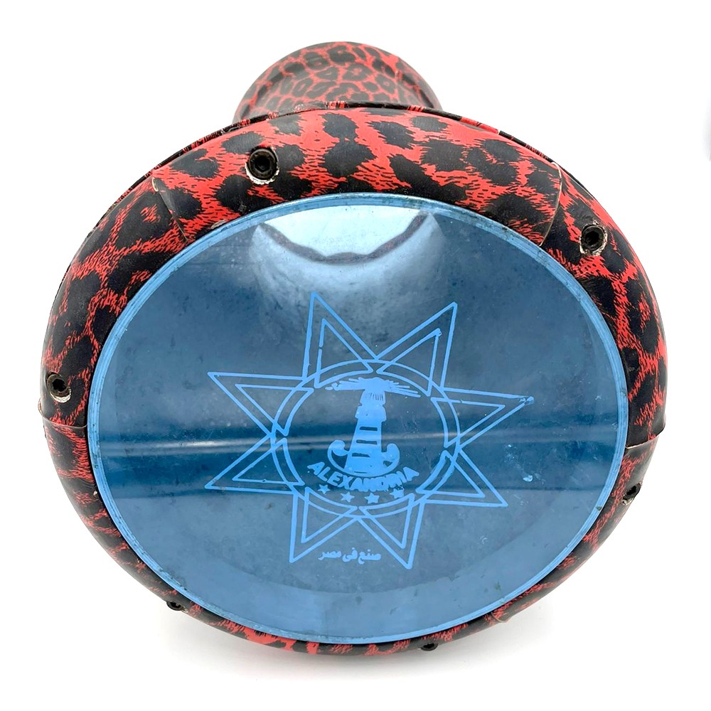 Darbuka Alejandría + Funda + Parche de Recambio - Modelo LEOPARDO ROJO