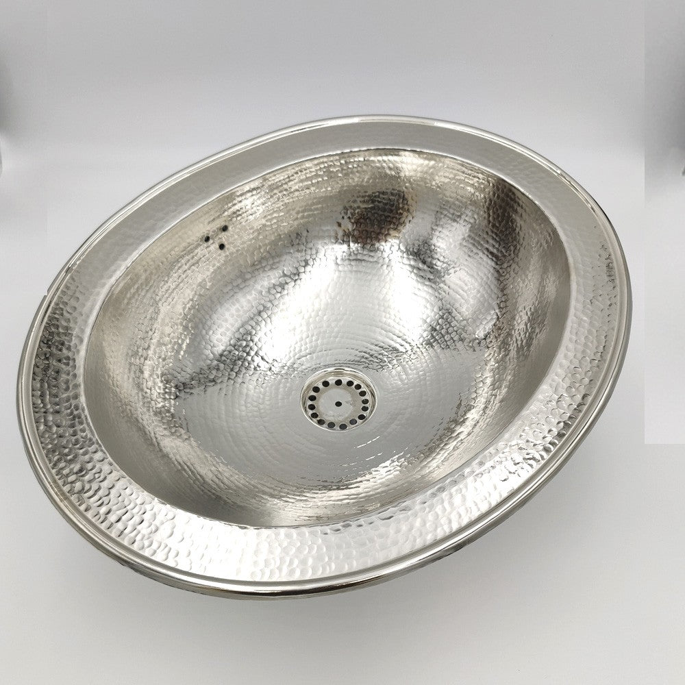 Lavabo Ovalado Árabe Metálico Latón Niquelado - Decoración Andalusí - Modelo Matli