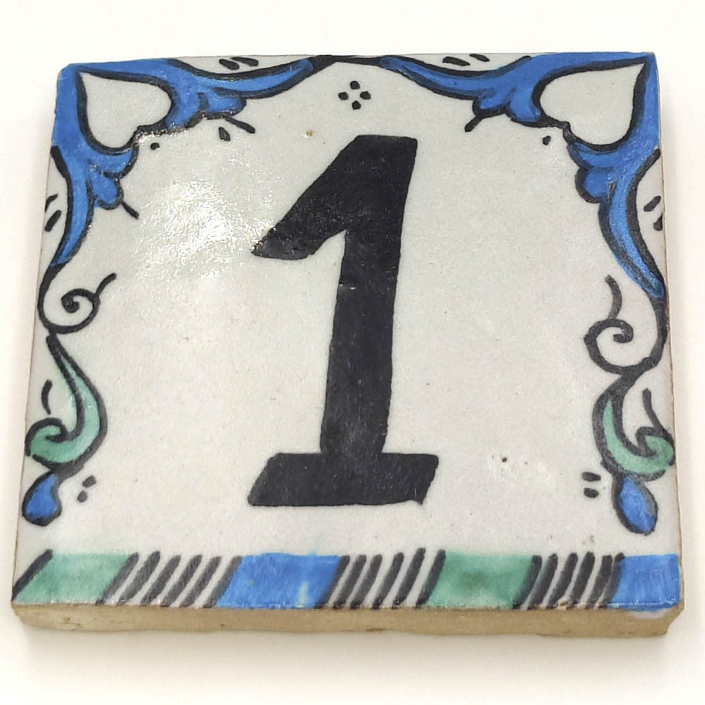 Número Casa Azulejo Andalusí Azul - Mosaico Nazari - 10 cm - Artesanal - Modelo Arkamun