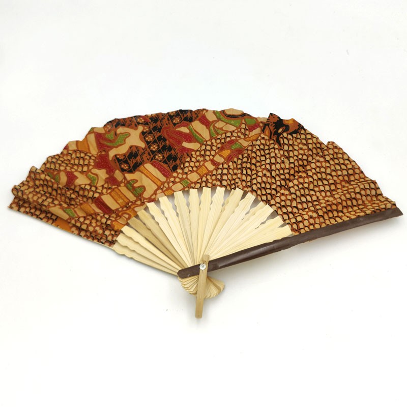 Abanico Tela Algodón Teñidos y Bambú - Artesania Asiatica - Modelo Albanda