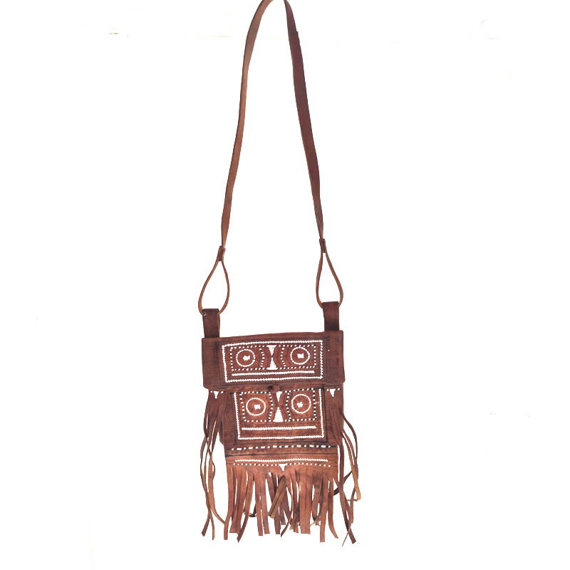 Bolso Flecos Tuareg - Decorados Blancos - Marroquinería - Modelo Mali