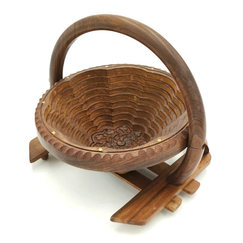 Cesta Plegable Frutero Madera - Artesanía India - Marca Aarti
