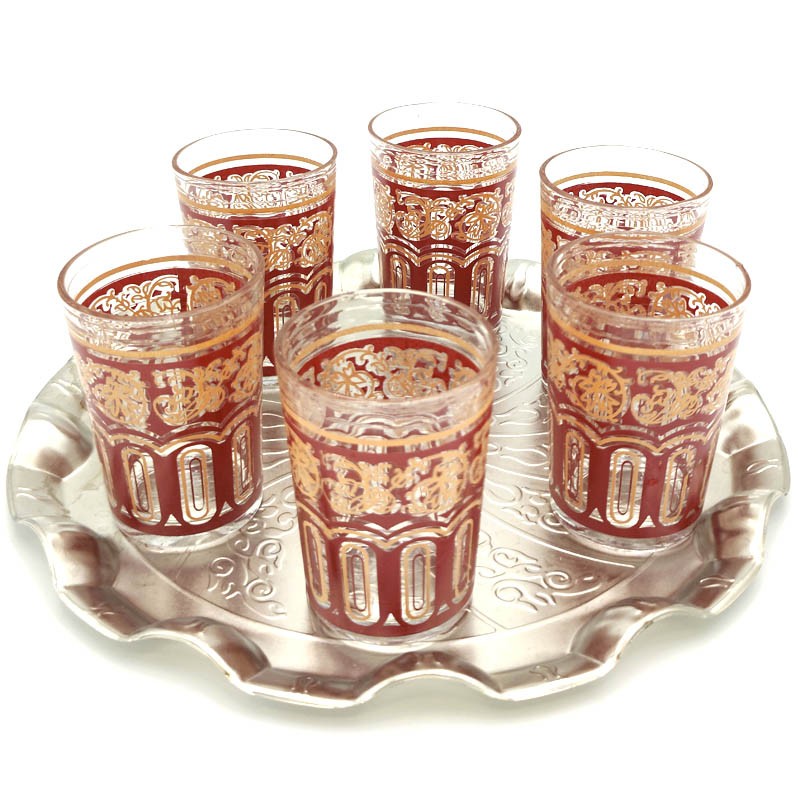 Juego 6 Vasos Te Grande Árabes - Té Moruno Marroqui - Especial Té - Modelo FATH