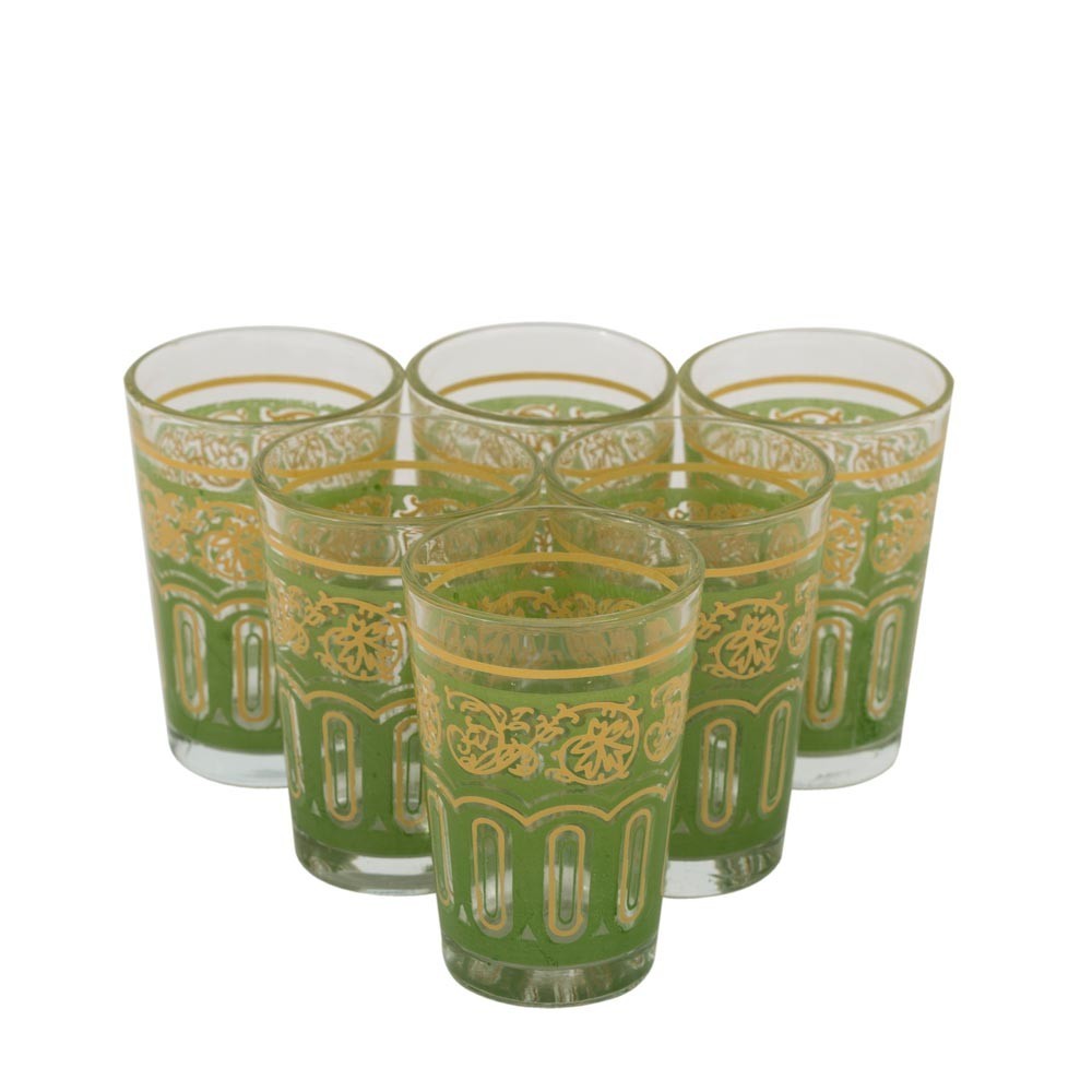 Juego 6 Vasos Te Árabes - Té Moruno Marroqui - Especial Té - Modelo FATH Yadid