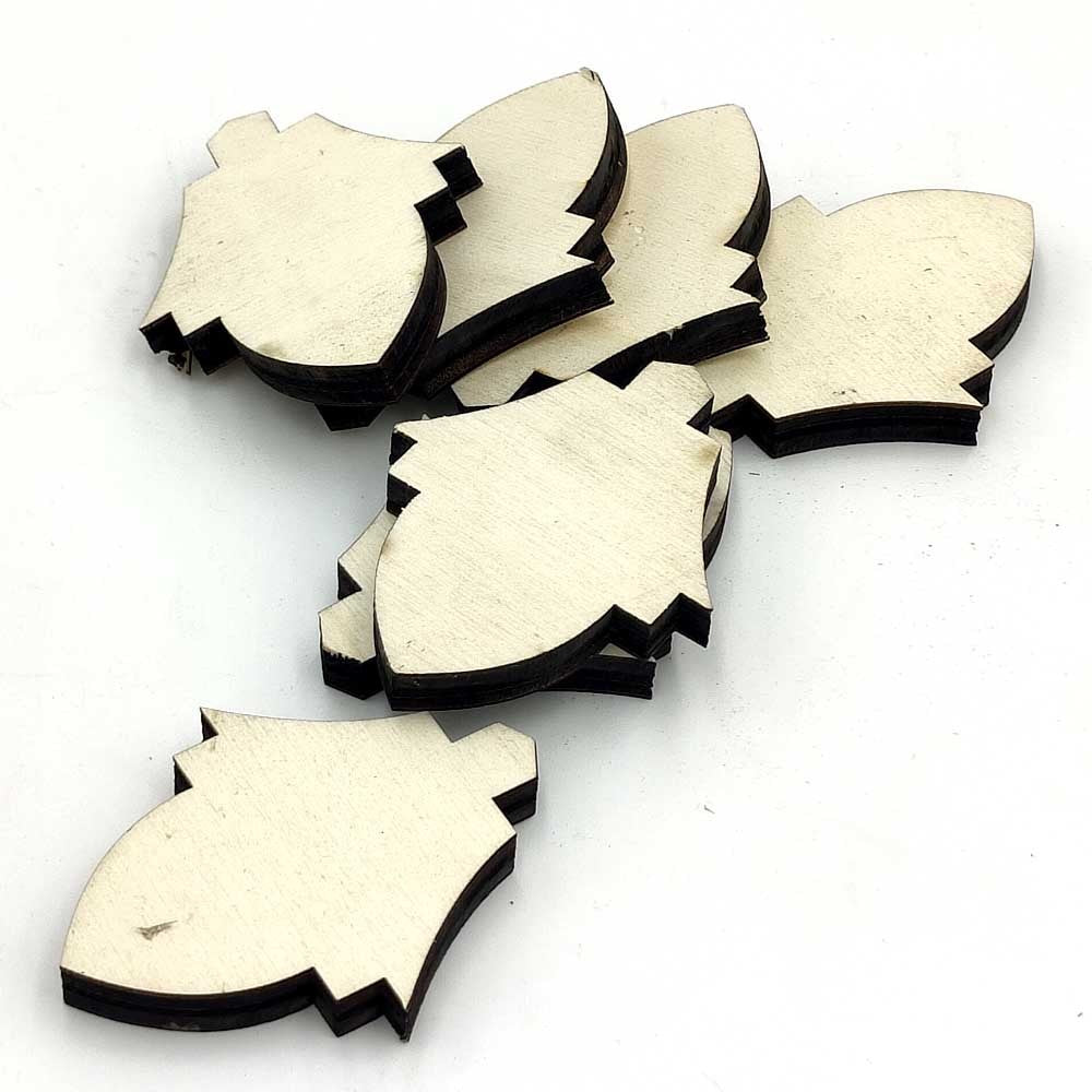 10 x Cortes de Madera por Láser Hoja Lotus - 8cm x 5.5cm x 1cm