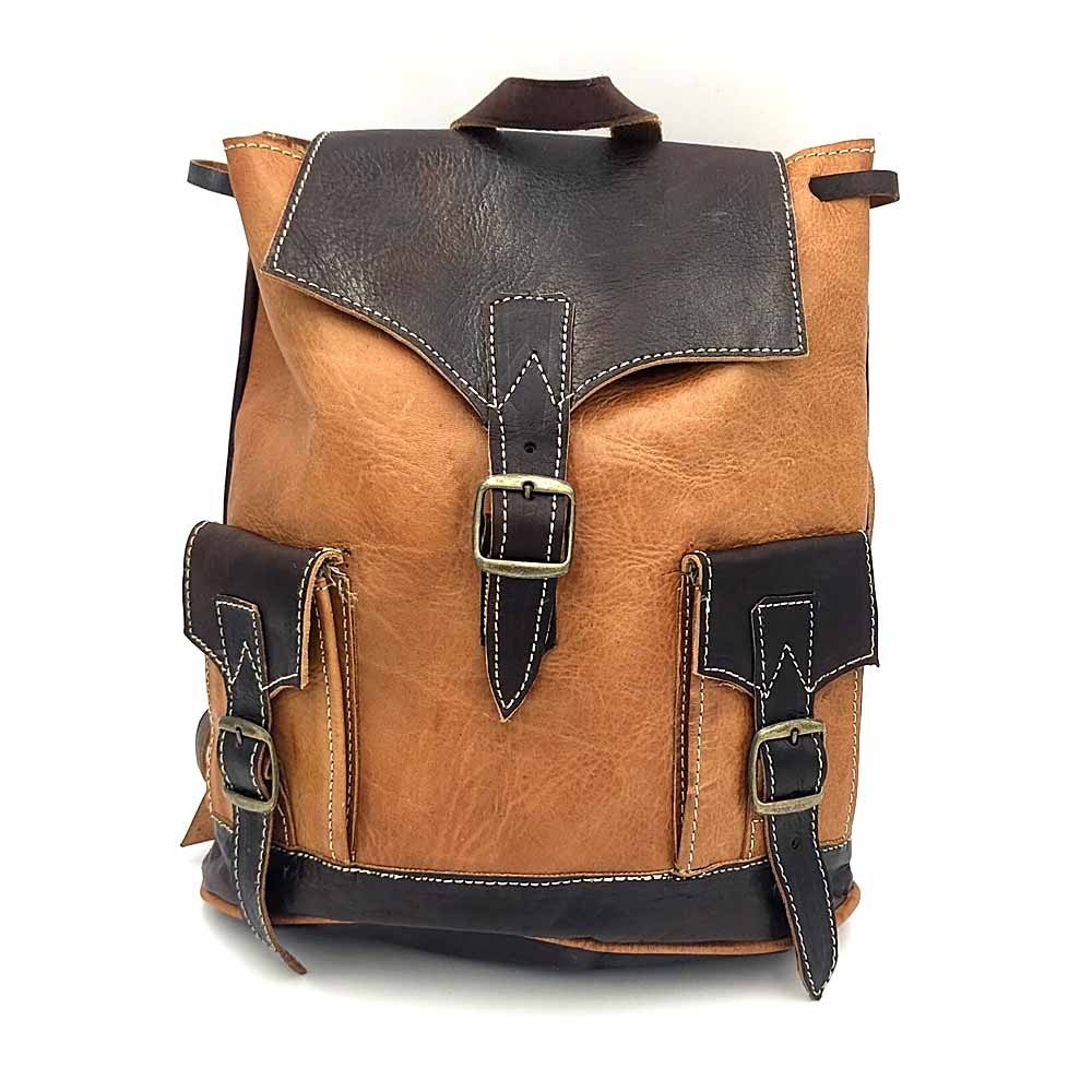 Mochila Cuero 100% - Unisex - Artesanía - Marroquinería - Modelo Aans Kabir