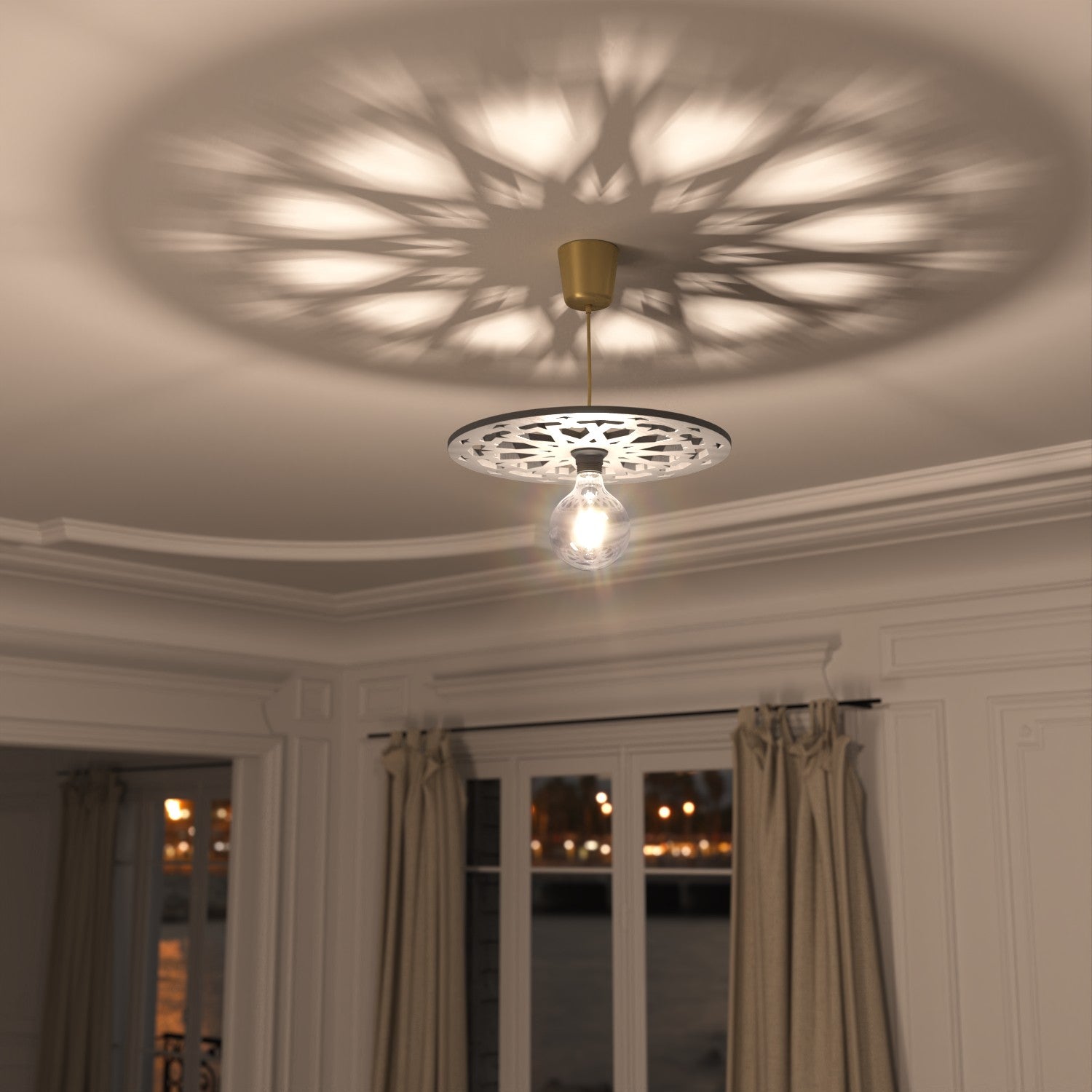 Lampara Techo Madera Celosia Árabe Decoración Andalusí - Artesanía Española - Modelo Alhambra