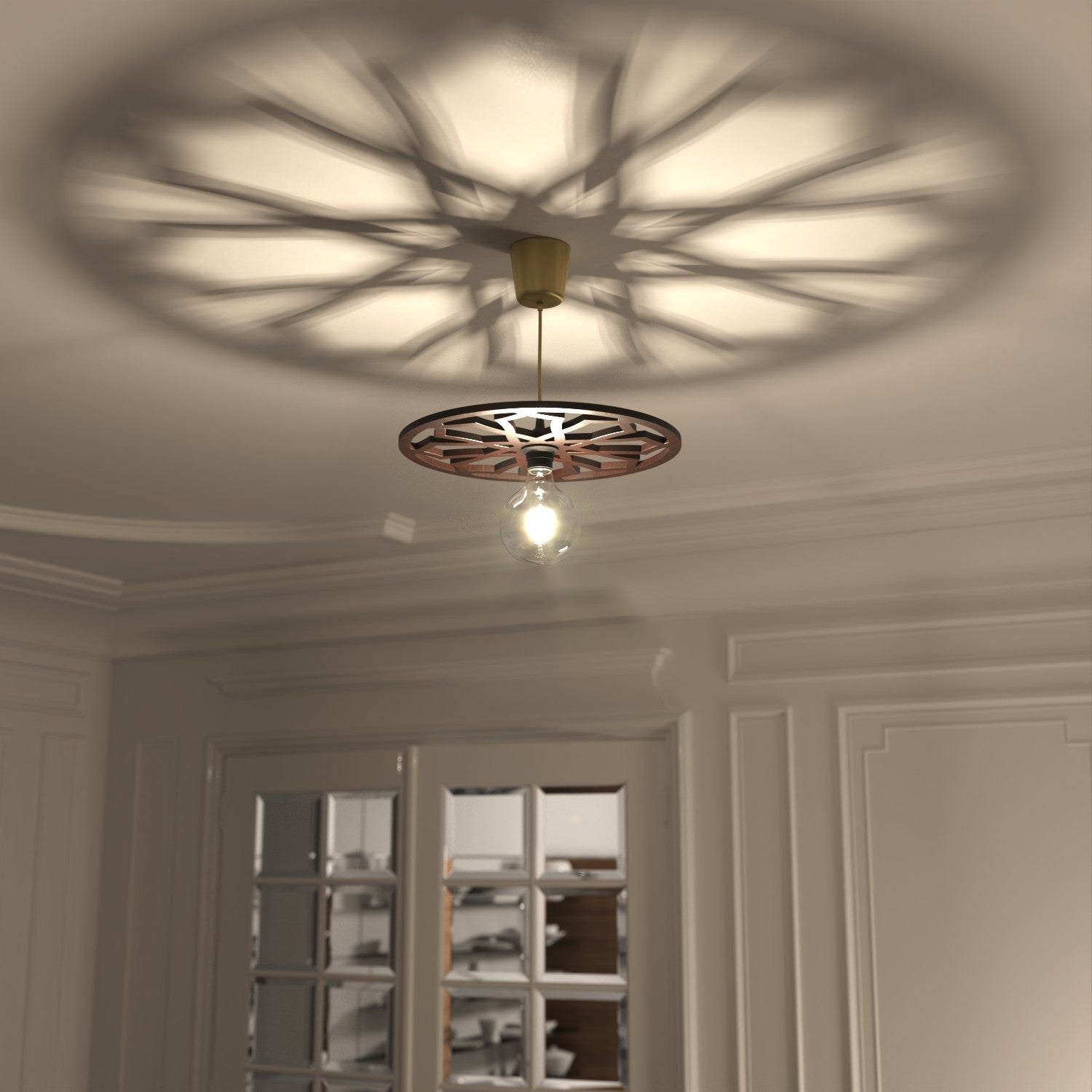 Lampara Techo Madera Celosia Árabe Decoración Andalusí - Artesanía Española - Modelo Daura