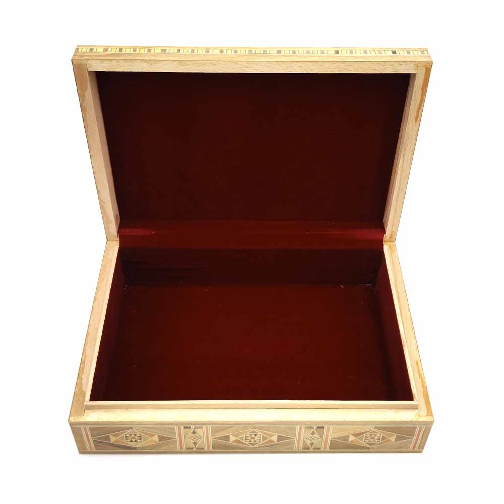 Caja Baúl Joyero Rectangular Taracea Siria - Tapa Celosía Corte Por Láser