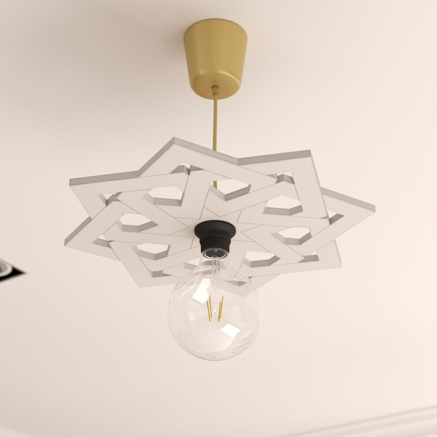 Lampara Techo Madera Celosia Árabe Decoración Andalusí - Artesanía Española - Modelo Jadila