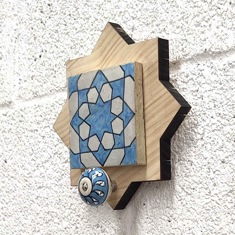 Perchero Colgador Madera y Azulejo Andalusí - Modelo Nayma