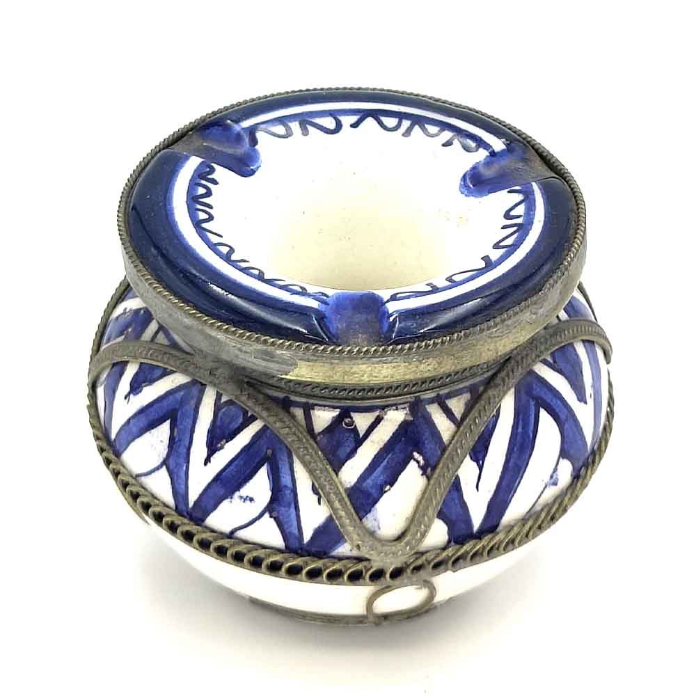 Cenicero de Agua Cerámica Pintada y Esmaltada Con Alpaca - Artesanía Marroquí - Modelo Albaka