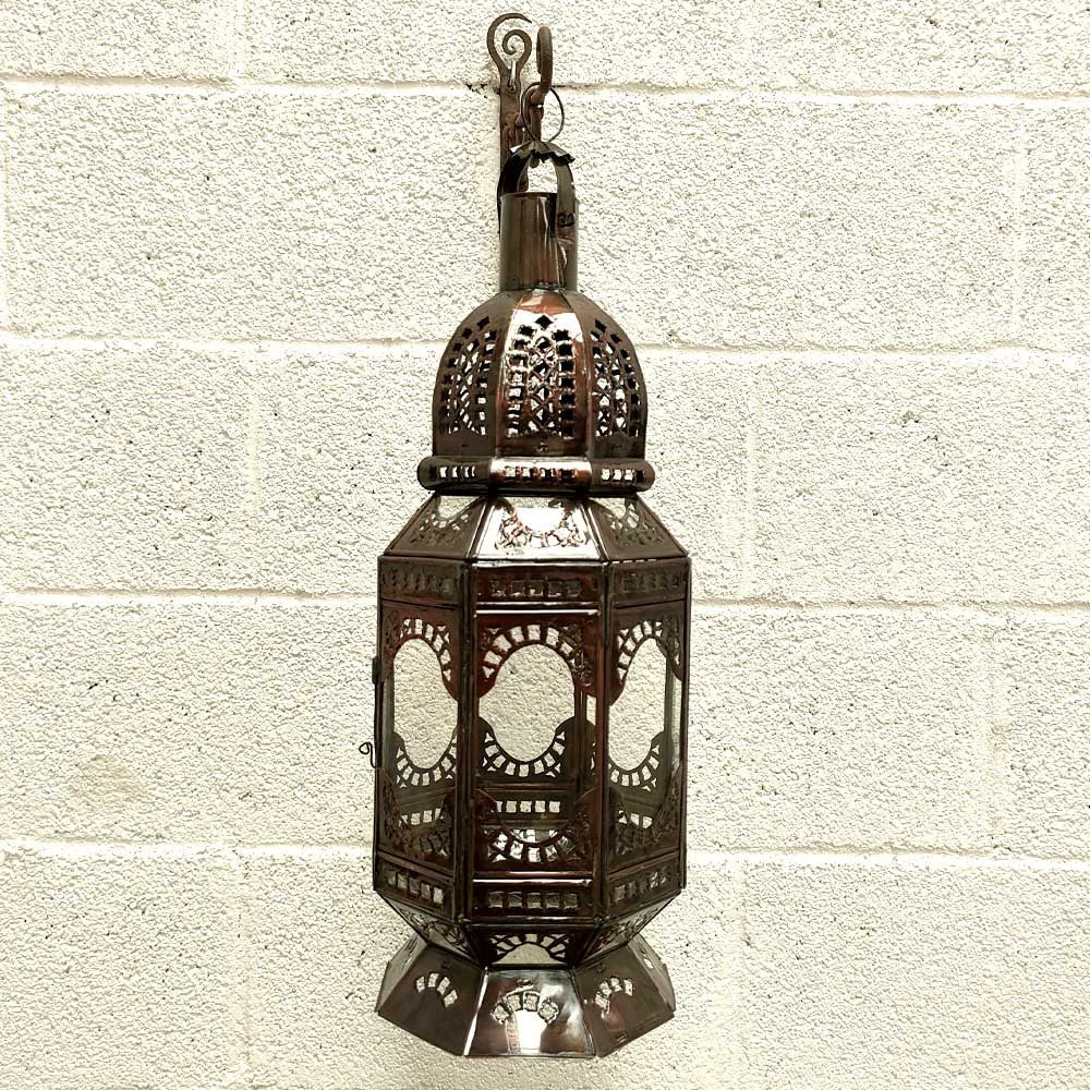 Farol o Lampara de Sobre Mesa Metal y Cristal - Artesania Marroqui - Modelo Elvirein