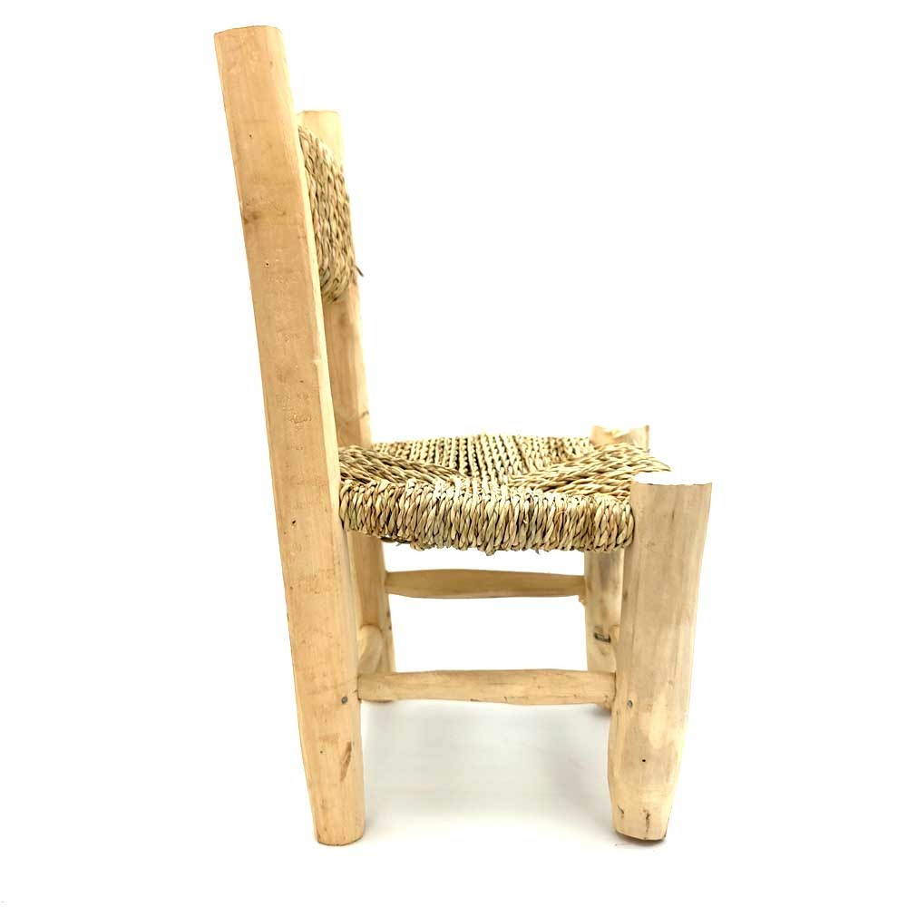 Taburete Silla de Madera de Limonero y Esparto - Artesania Marroqui - Modelo Laimun