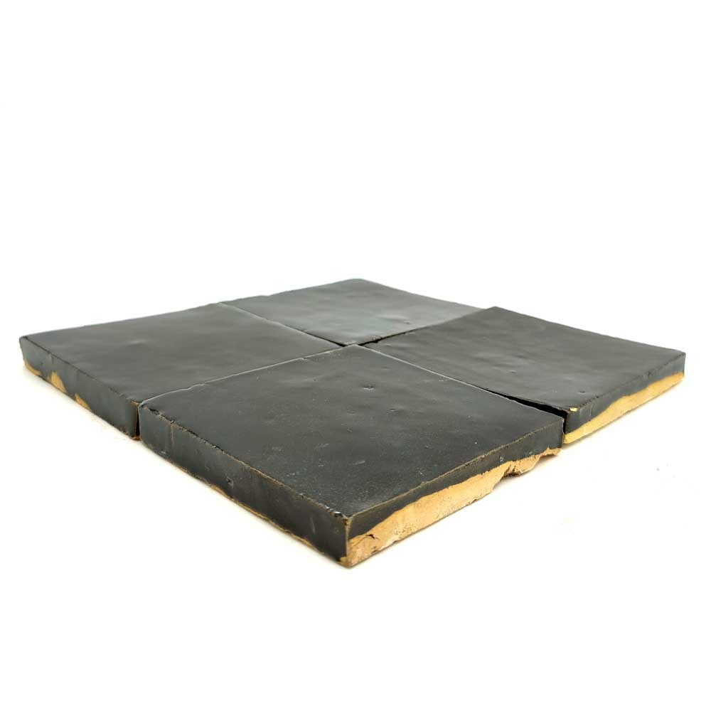 Azulejo Zellige Negro Marruecos - Artesanía Marroquí - Fez - 10 x 10 cm