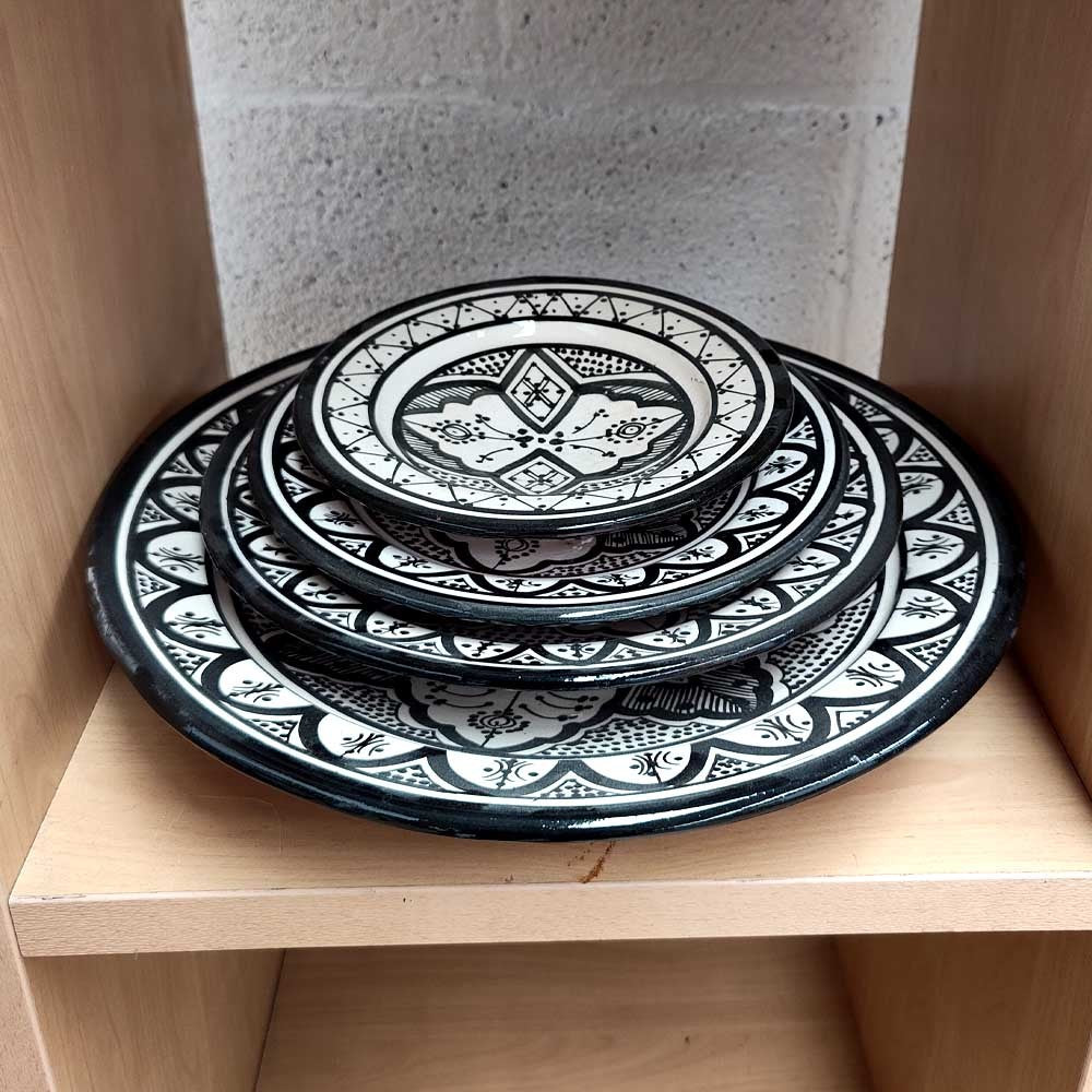 Plato Decorativo o de Mesa - Cerámica Andalusí Asfi - Artesanía Marroquí - Modelo Aswadein