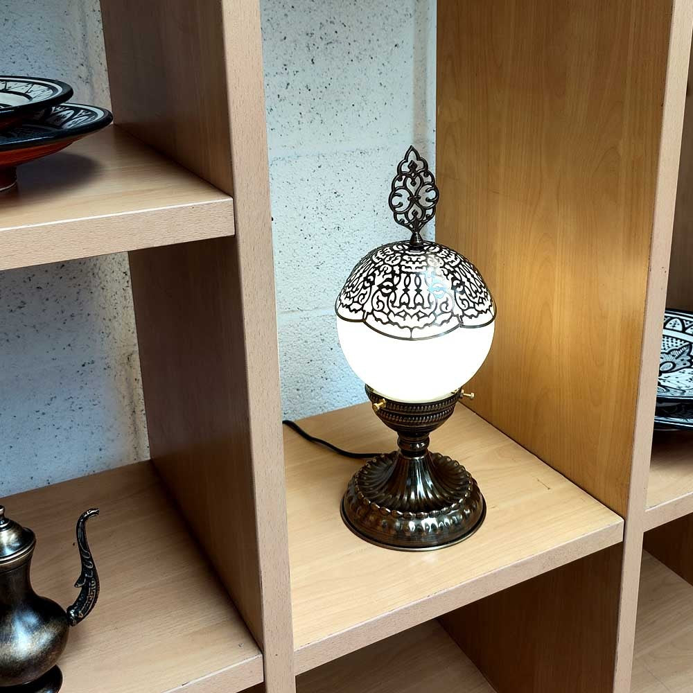 Lampara Turca Cristal y Metal Sobremesa / Escritorio - Decoración Otomana - Modelo Serie Malika
